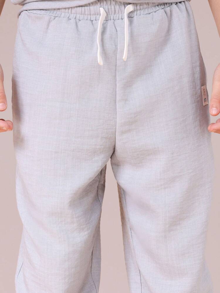 Linen Feel Button Front Shirt And Pants Set