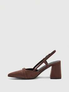 CUCCOO BIZCHIC Women's Classic Burgundy Pointed Toe Mid-Heel Slip-On Pumps, Versatile For Commute, Date, Party, Holiday, Wedding For Christmas Valentine's Day Spring Shoes - dark brown - View 10