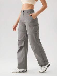 OutZeal Women Outdoor Pants Camping Hiking Water-Resistant Cargo Detachable Pants With Multi Pockets - Grey - View 6