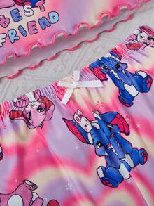 女童可爱兔子印花吊带背心短裤睡衣套装，牛奶丝面料 - 彩色 - 查看 5