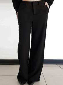 SILVIA DI SANTO 直筒裤 修身 优雅 专业 商务休闲 度假 秋冬 工作 办公室 复古 约会 外出 返校 婚礼 宾客 圣诞节 西装 日常 胶囊衣橱 黑色 感恩节 - 黑色 - 查看 4