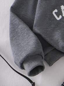 SHEIN 女童时尚宽松休闲翻领上衣 + 条纹格纹百搭A字裙，学院风 - 灰色 - 查看 6