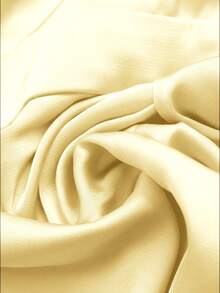 SHEIN Franclia Đầm satin dày màu đỏ rượu vang dành cho nữ, không tay, cổ vuông kiểu retro, ôm eo với các nếp gấp ba chiều, vạt bất đối xứng, đầm cocktail và hẹn hò cao cấp sang trọng, đầm ngắn ôm sát với chất liệu satin mềm mại, đầm midi lụa, đầm nữ màu vàng, trang phục vàng dành cho nữ - Màu vàng - Xem 3