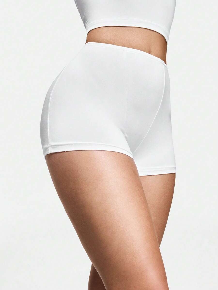 SHAPORA Quần short ngủ nữ màu trơn, cạp chun. - trắng - Xem 1