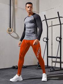 Gym Rark 男士字母腰带休闲健身运动紧身裤，轻便 - 橘色 - 查看 4
