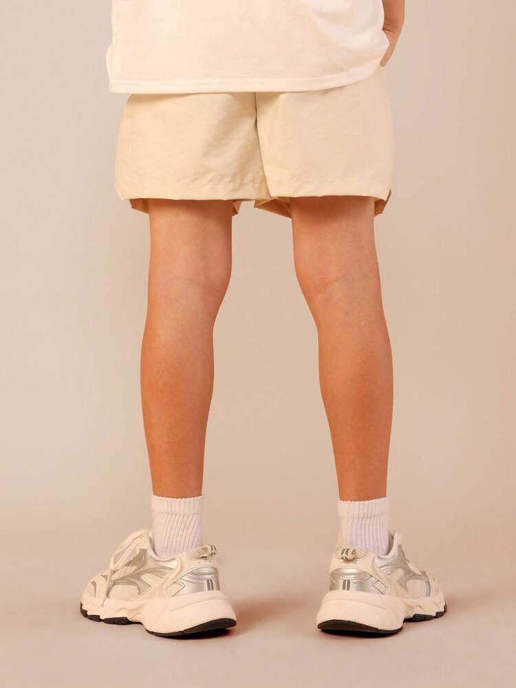 Drawstring Casual Shorts With Printed Logo