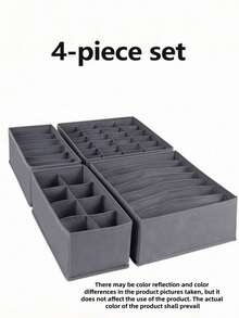 1/2/3/4件套大容量节省空间可折叠便携式分隔收纳抽屉整理篮和盒子，是收纳衣物、配饰、袜子、围巾、服饰、卧室和家居用品的理想之选，也是衣柜整理的完美方案。家居装饰收纳必备单品。 - 灰色 - 查看 14