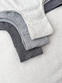 SHEIN Bộ 3 chiếc quần lót nữ tuổi teen màu xám ba màu, kiểu dáng thường ngày, không đường may. - Xám - Xem 5