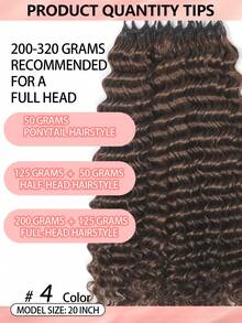 Boho Braids 100%真人发丝，深波浪羽毛线波西米亚风钩编发，真人发沙龙级丝滑无痕隐形接发，适合发量较少的女性，微环预编真人发接发 - S4 - 查看 3