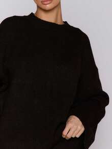 MUSERA Knit Oversized Jumper Cool Girl, Streetstyle, Cute, , , Winter Spring - Black - View 3