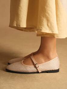 Rosivie Women's Casual Versatile Commute Simple Buckle Flats - Beige - View 3