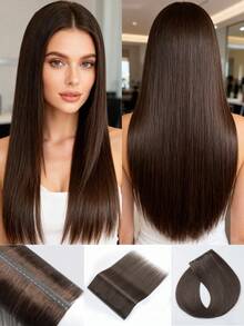 9AM HAIR Butterfly Weft Hair Extensions Human Hair Glueless OVO Pu Hole Genius Hand Tied Invisible DIY Double Weft Hair Extensions Straight 1pc 16 Inches - S2C - View 4