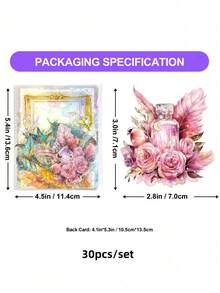 30PCS/Set Retro-Style, Luxurious Feather 3d Hot Foil Laser Sticker, Transparent And Waterproof Journal Material, Decorative Sticker - Multicolor - View 10