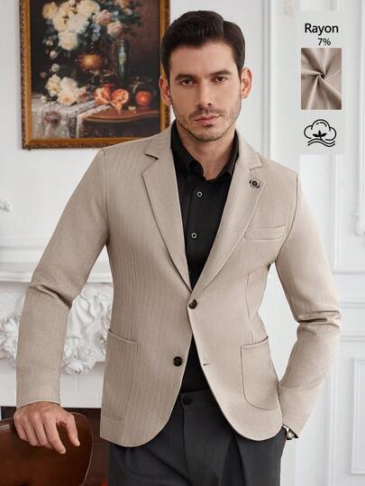 Core Aspect Herr enfärgad kavaj med hakslag och knappar framtill, casual