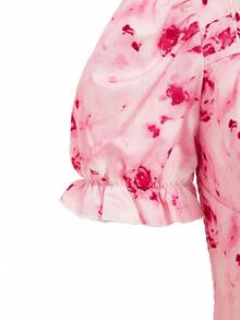 GlowEve New Square Collar Short Sleeve Woven Bowknot Tie Elegant Cute Versatile Fitted Women Blouse - Multicolor - View 5