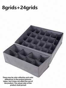 1/2/3/4件套大容量节省空间可折叠便携式分隔收纳抽屉整理篮和盒子，是收纳衣物、配饰、袜子、围巾、服饰、卧室和家居用品的理想之选，也是衣柜整理的完美方案。家居装饰收纳必备单品。 - 灰色 - 查看 13