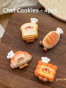 Zazumi 4PCS Mini Food Fridge Magnets Creative Cartoon Bread Simulation Magnetic Stickers Cute Home Decor Kitchen Office Accessories Fun Gift Collection Christmas Birthday Party - Multicolor - View 6