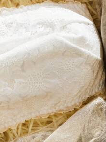 1件新娘纯白蕾丝撞色网纱性感贞洁时尚无肩带胸衣吊带衫 - 白色 - 查看 5