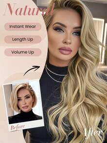 7pcs Seamless Clip In Human Hair Extensions, Beige Blonde Mix Medium Blonde With Platinum Blonde Hair Extensions Clip In Human Hair Invisible PU Skin Weft Natural Remy Human Hair Extensions - SP18/22/60 - View 8