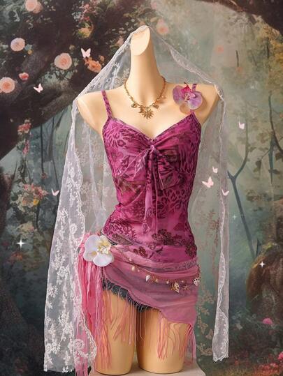 SHEIN DivaQ Women's Y2K Streetwear Elastic Mesh Camisole Top, Early Spring