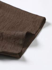 Manfinity Homme 男士休闲日常通勤拼接口袋短袖衬衫，夏季 - 棕色 - 查看 7