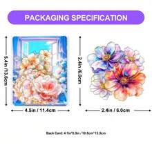 30张3D烫金激光PET贴纸，花卉植物图案，适用于日记本、剪贴簿、背景装饰 - 随机款式发货 - 彩色 - 查看 10