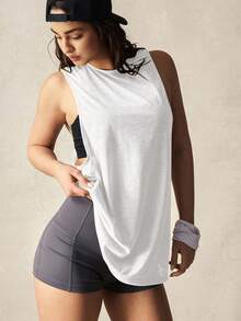VARSIVA V-Neck Short Sleeve Hollow Back Loose T-Shirt - White - View 3