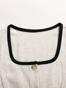 SHEIN Tween Girl Framed Collar Single-Breasted Vest And Wide-Leg Pants Casual Suit - Apricot - View 4