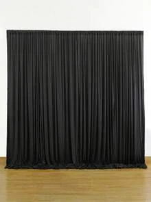 5英尺 x 7英尺/8英尺/10英尺 无褶皱涤纶摄影背景布，适用于派对、婚礼、生日和其他场合 - 黑色 - 查看 6