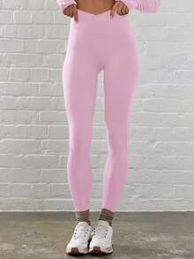 Musera Sport Quần legging thể thao trơn màu kèm áo khoác - Màu hồng Bubblegum - Xem 2