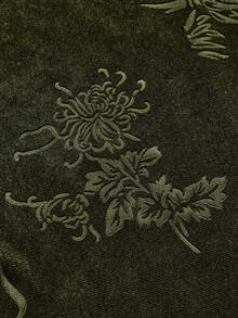 Sweetra Đầm ngắn dáng chữ A xếp ly, eo xoắn, chất liệu nhung dập nổi, cỡ lớn. - Màu xanh Ô liu - Xem 4