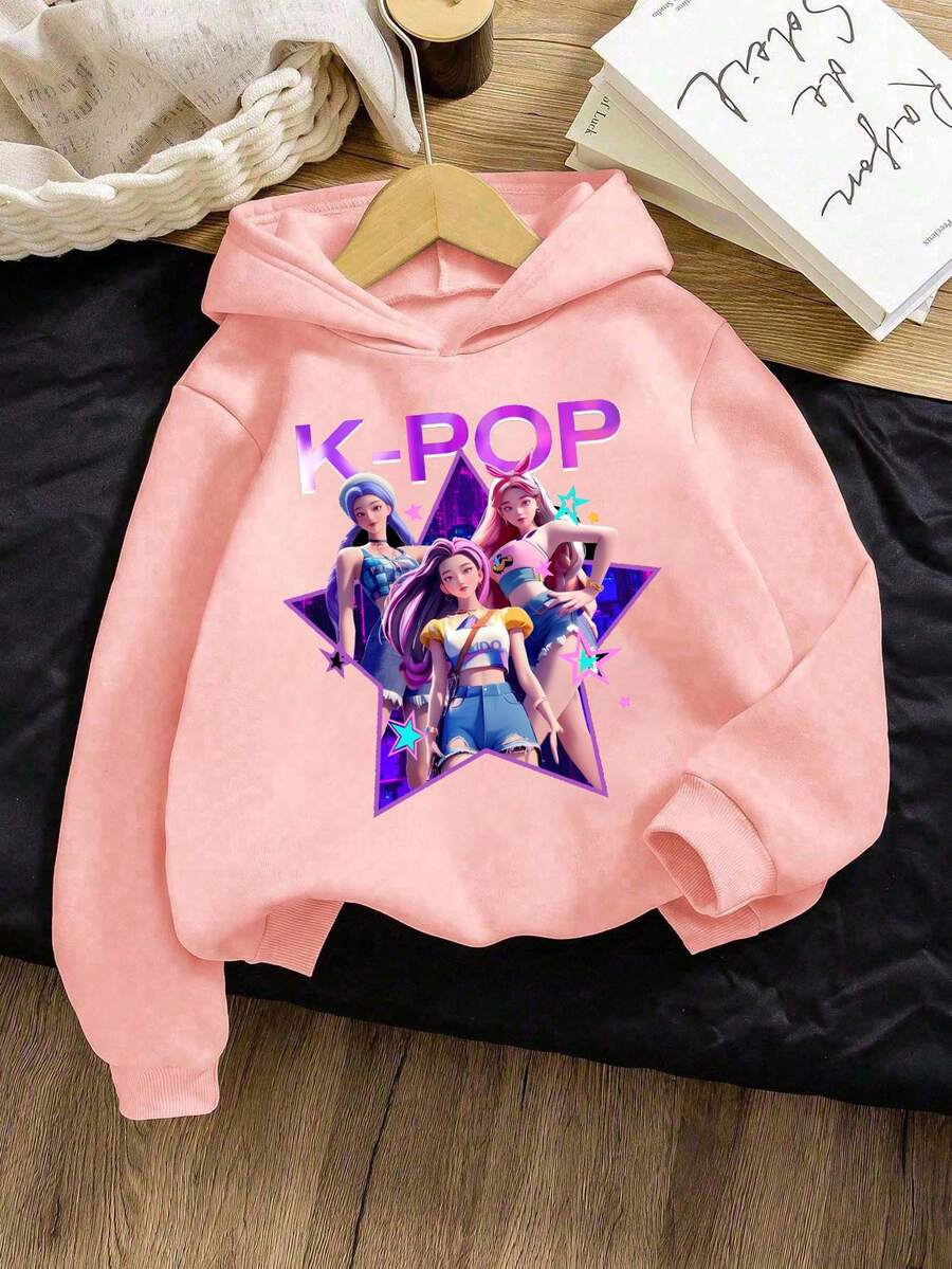 女童抓绒卫衣 - 黑色 - 粉色 - 查看 1