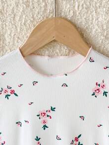 少女优雅碎花长袖睡裙，及膝睡衣 - 粉色 - 查看 4