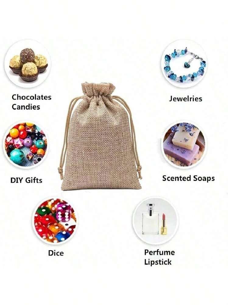 20 PIEZAS, 4 Tamaños, Bolsas de Regalo de Arpillera de Yute, Bolsas de Almacenamiento Reutilizables Bolsas para Joyas, Cosméticos, Manualidades, Fiestas, Bodas, Navidad, Bolsas de Embalaje de Lino, Día de San Valentín - Multicolor - Añade 4