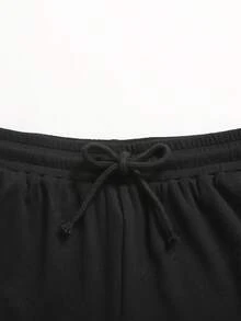 SHEIN 少女蝴蝶印花圆领短袖T恤和阔腿裤休闲套装 - 黑色 - 查看 9