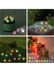 50/100只发光小鸭子迷你树脂鸭子，黑暗中会发光，可用于史莱姆、娃娃屋、花园装饰（多种颜色） - 彩色 - 查看 4