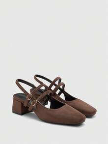CUCCOO BIZCHIC Women's Classic Chocolate Brown Lace-Up Low Heel Shoes, Essential For All Seasons Globally Valentine's Day - Chocolate Brown - View 7