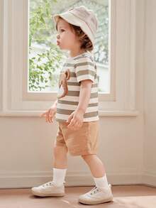 Cozy Pixies 1 par de zapatillas casuales con diseño de cordones y elástico, versátiles para uso diario en todas las estaciones, para bebés/niños pequeños unisex - Caqui - Ver 3