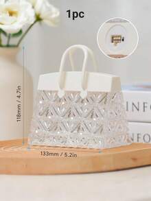 Teckwe 水晶手提包夜灯，浪漫暖光台灯，迷你水晶钻石形桌面灯，适用于咖啡店、家居、卧室装饰，生日情人节礼物，独特钱包造型氛围灯，送给女性朋友（便携，可直接作为礼物） - 白色 - 查看 6