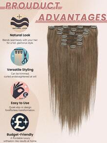 Chestnut Brown Clip In Hair Extensions Real Human Hair 120g 7pcs Clip In Human Hair Extensions Straight Remy Hair Clip In Hair Extensions - S6 - View 6