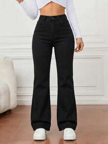 pantalon para dama wide leg, pierna ancha, recto, como stretch, calidad premium, moda, moderno - negro - Ver 3