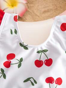 Emery Rose Kids Emery Rose Kids 女婴樱桃印花荷叶袖连体泳衣 - 彩色 - 查看 6