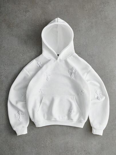  PAVTROS Manfinity Streetrush Herr Streetstyle Populär INS Matchande Streetstyle Populär INS Cross Flocking Termofodrad Huvtröja, Lämplig För Utomhusmusikfestivaler, Nattklubbar, Barer, Pojkvän/Man Present, Jubileumspresent, Streetwear, Träningsoverall, Varm, Höst/Vinter, Långärmad Topp