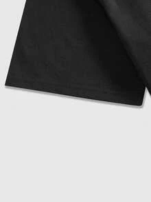 ROMWE MEN Goth 男士休闲印花圆领短袖T恤，夏季 - 黑色 - 查看 3