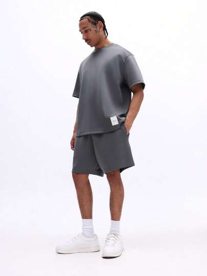 SUMWON Loose Fit Essentials T-Shirt And Shorts Co-Ord Set Crew Neck Short Sleeve Casual Lounge Set Coordinated Summer Outfit Matching Top Bottom Set