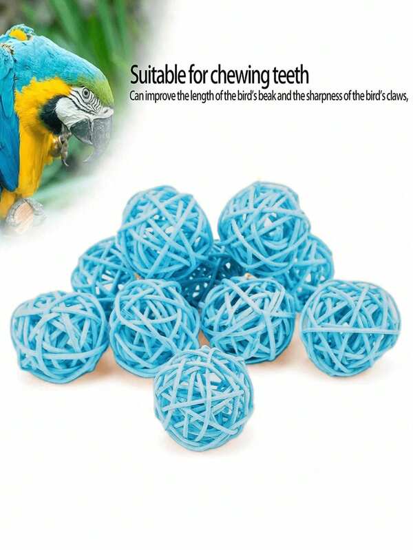 5/10/15/50PCS 3cm Wicker Chew Balls Natural Fiber Bird Toys For Parrots Small Pets Foraging Play Cage Enrichment Chewing Activity
