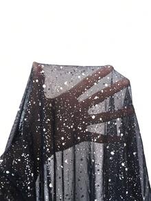 SHEIN CURVE+ 大码女装秋冬优雅派对不对称斗篷披肩上衣，秋冬款，黑色上衣，外出，2025，简约时尚，适合日常穿着，圣诞节，新年，约会之夜，性感 - 黑色 - 查看 8