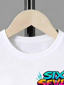 SHEIN Streecool Kids Boys' Casual Stylish Creative Graphic Tee, Featuring Numeric, Cartoon, Lightning Bolt Designs, Comfortable Basic Short Sleeve T-Shirt For Spring, Summer, Fall 5t Boy Tshirts Anime Shirt For Kids Tween Boy Shirt Graphic - White - View 7