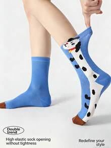 Joivida 1Pc/3pcs High Quality Cartoon Puppy Socks For Women |Dachshund | Poodle | Dalmatian | Thickened Warm Mid-Calf Socks, Soft Home Sleep Socks, Sweet Style Autumn Winter Gift ,Valentine's Day - Multicolor - View 7