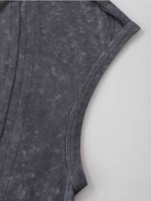 ROMWE MEN Essentials Men's Geometric Pattern Patchwork Crew Neck Casual Washed Tank Top Spring/Summer - Grey - View 4